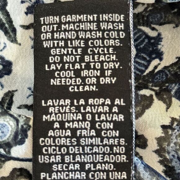 Zac & Rachel Peasant Top Womens L Blue Floral Long Sleeve Boho Festival Peasant - Picture 14 of 16